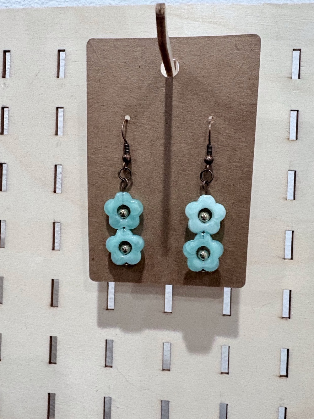 Handcrafted flower bead dangle beaded earrings